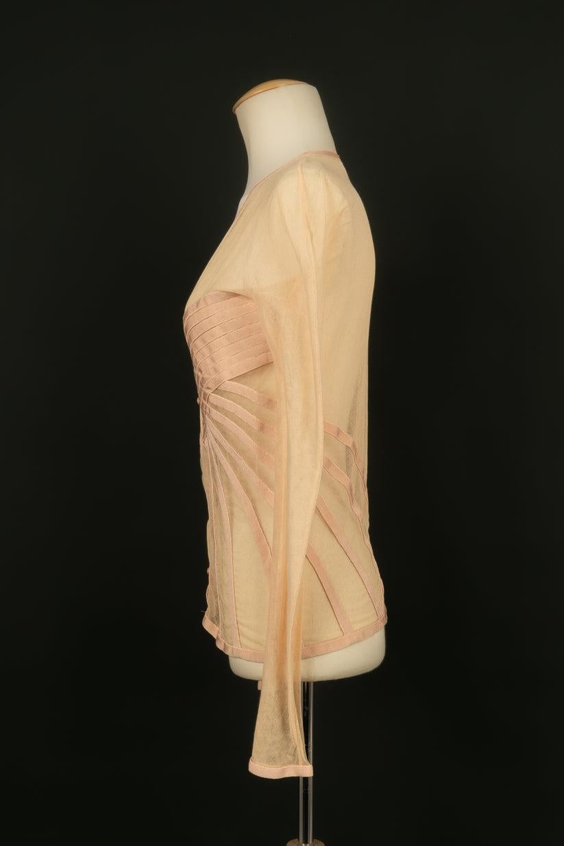 Women's Christian Dior Long Sleeve Top in Pale Pink Tulle, Fall 2004