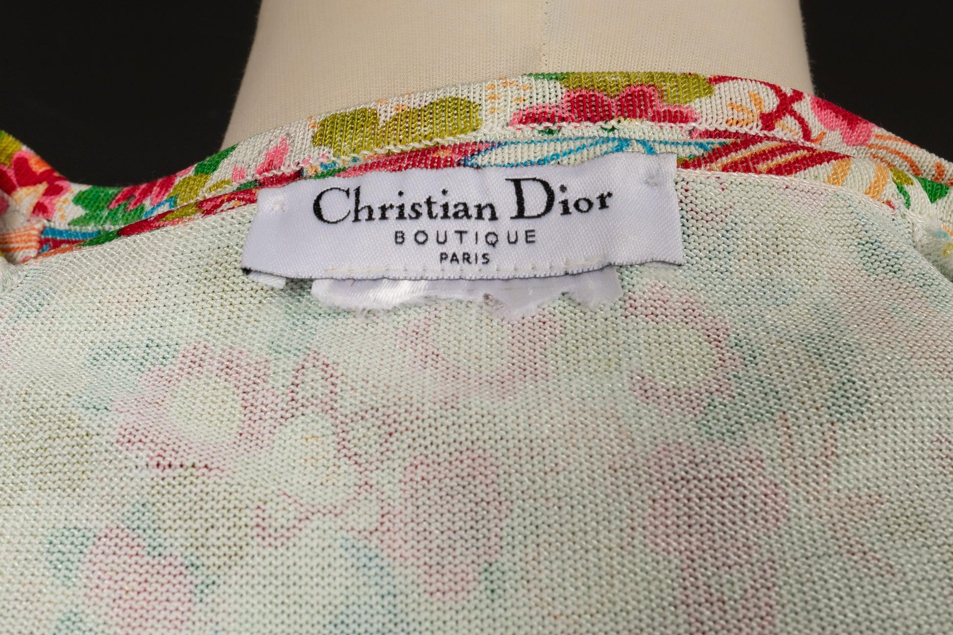 Christian Dior Long-sleeved Top with Multicolored Flower Patterns For Sale 2