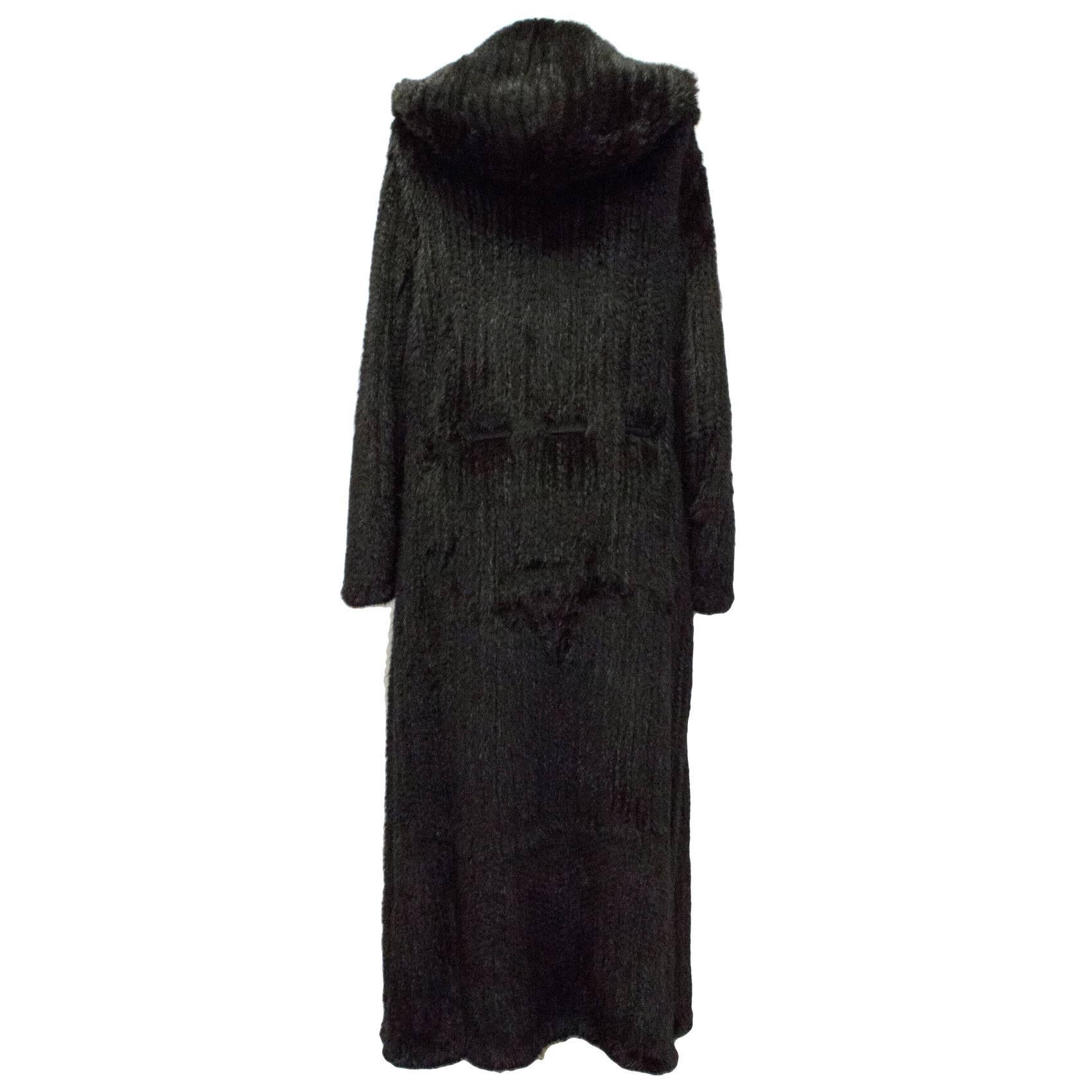 Black Christian Dior Longline Fur Coat SIZE L