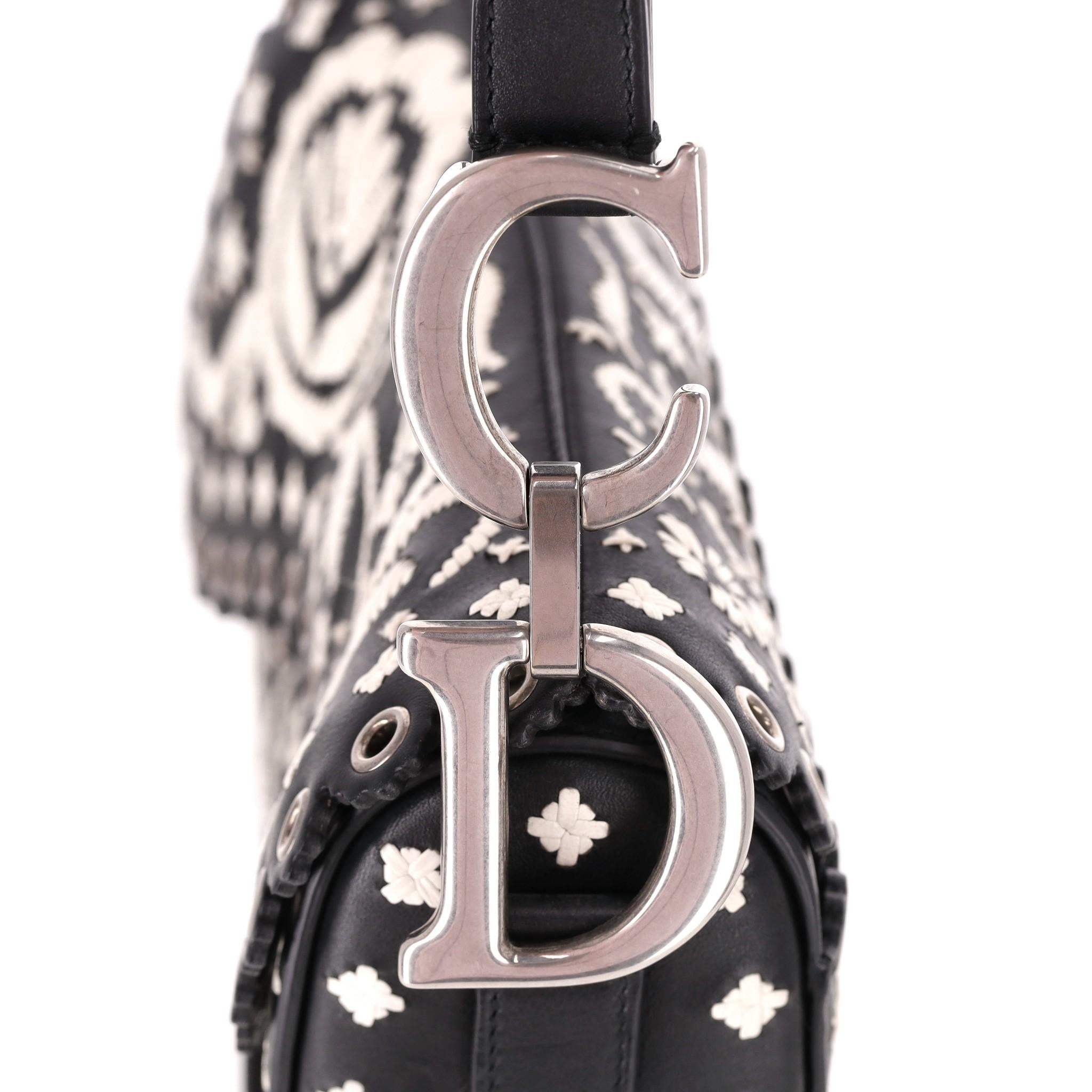 Christian Dior Ltd Edition Leather Embroidered Saddle Bag 1