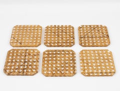 Couverts de bar en lucite et rotin de Christian Dior, 6 pièces