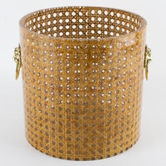 Christian Dior Lucite and Rattan Waste Basket or Planter, circa 1970