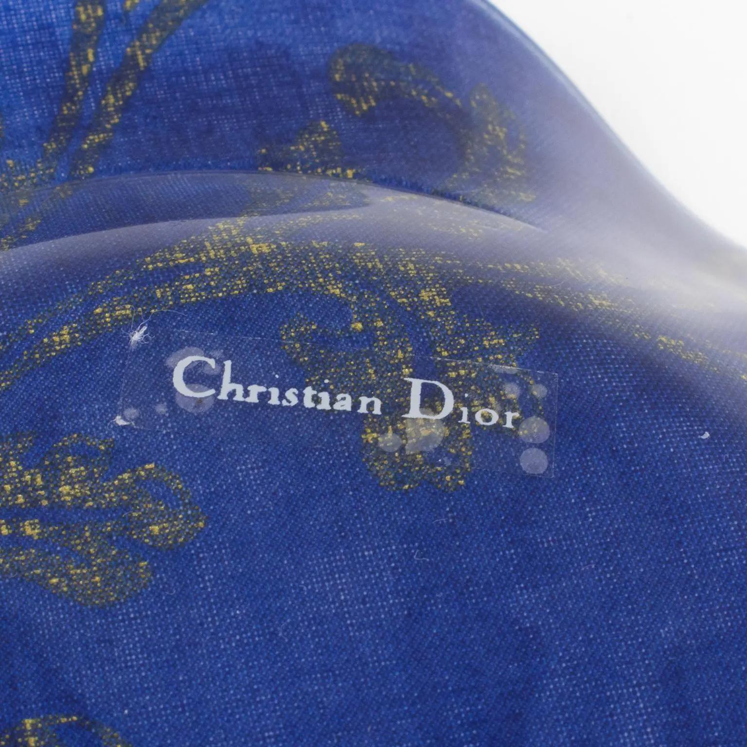 Christian Dior Lucite and Toile de Jouy Decorative Bowl Centerpiece Set, 1980s For Sale 2