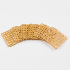 Christian Dior Lucite Rattan Barware Coaster, 6 pieces