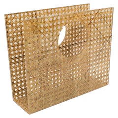 Christian Dior Lucite Rattan Magazine Rack Holder