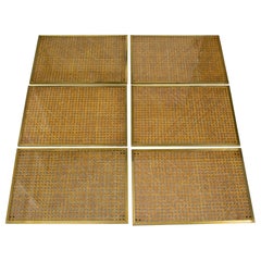 Christian Dior Lucite, Wicker and Brass Placemats or Chargers, 6 pieces Christian Dior Lucite, Wicker and Brass Placemats or Chargers, 6 pieces