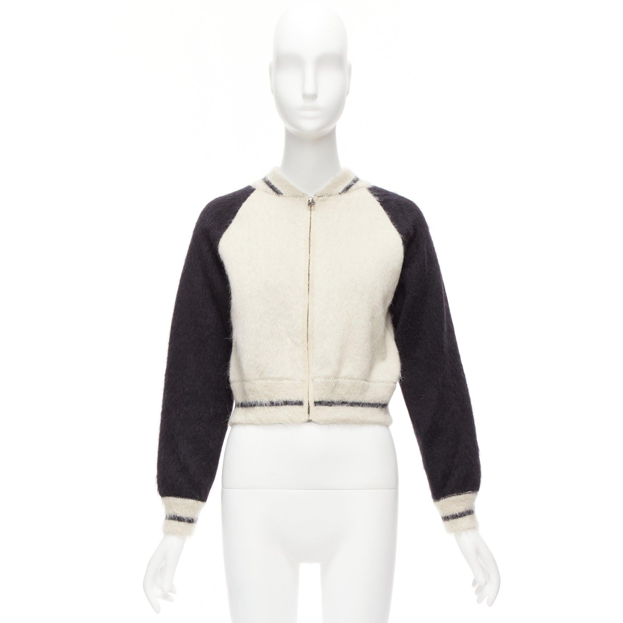 CHRISTIAN DIOR L'Union Fait la Force brushed mohair wool cropped bomber FR34 XXS 6