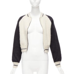 CHRISTIAN DIOR L'Union Fait la Force brushed mohair wool cropped bomber FR34 XXS