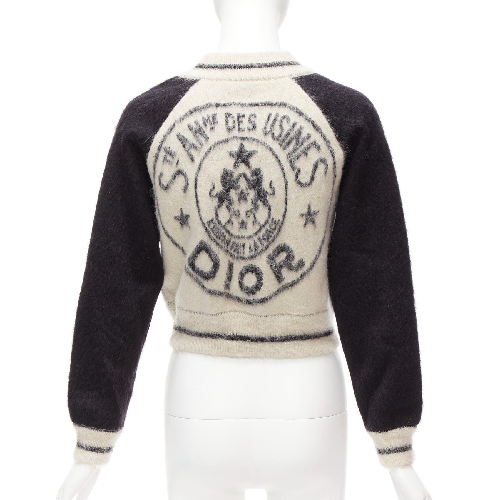 CHRISTIAN DIOR L'Union Fait la Force brushed mohair wool cropped bomber FR34 XXS 1