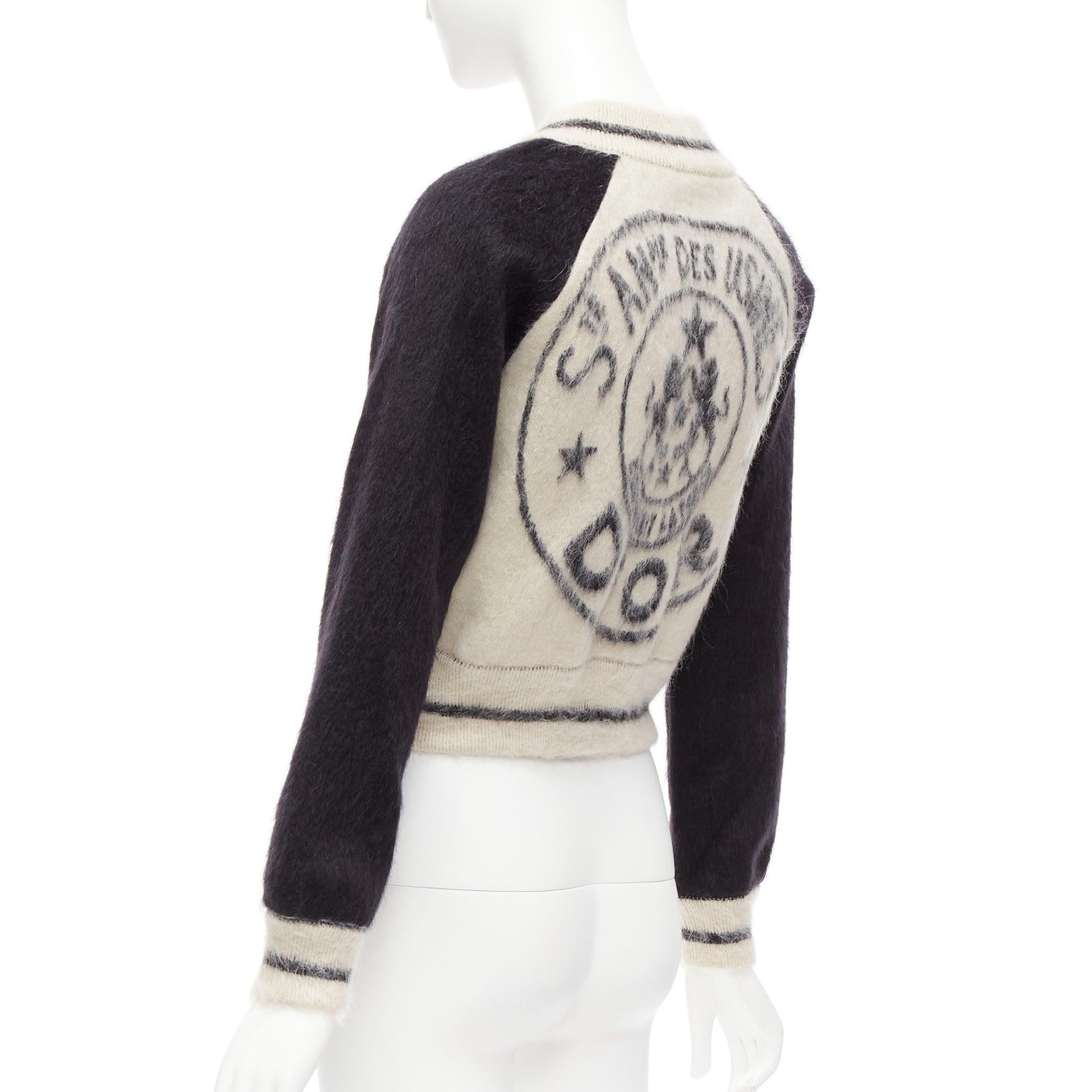 CHRISTIAN DIOR L'Union Fait la Force brushed mohair wool cropped bomber FR34 XXS 2