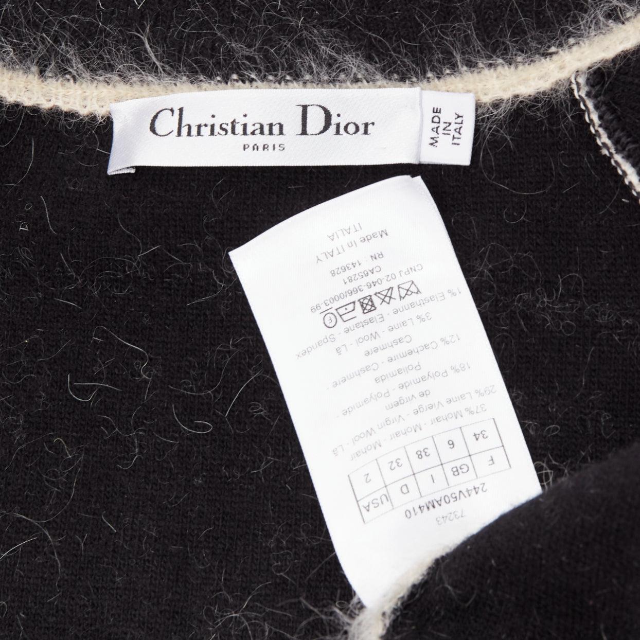 CHRISTIAN DIOR L'Union Fait la Force brushed mohair wool cropped bomber FR34 XXS 5