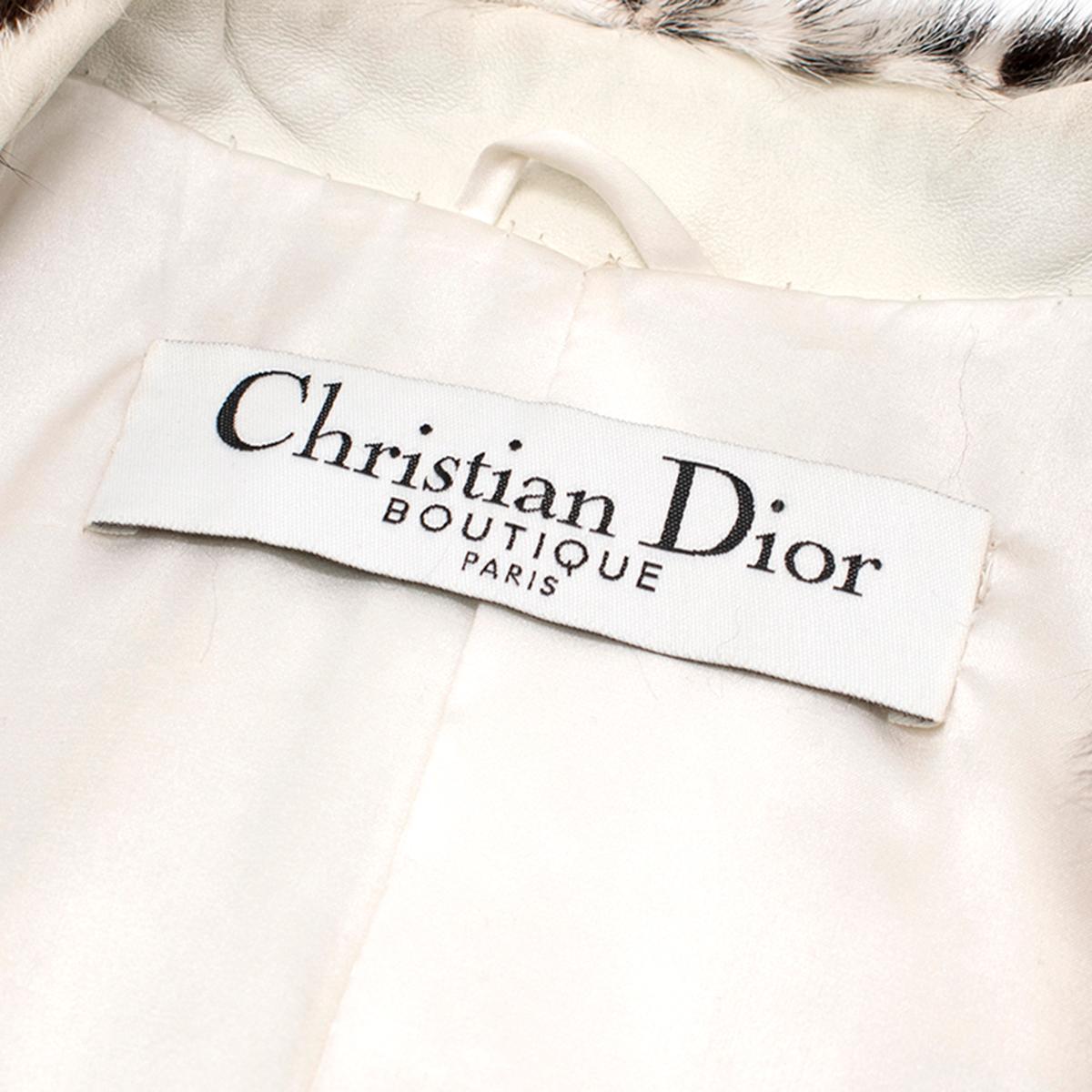 Christian Dior Lynx Print Leather and Goat Fur Coat UK 8 2