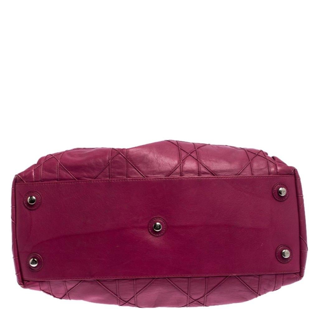 Women's Christian Dior Magenta Cannage Leather Le Trente Shoulder Bag