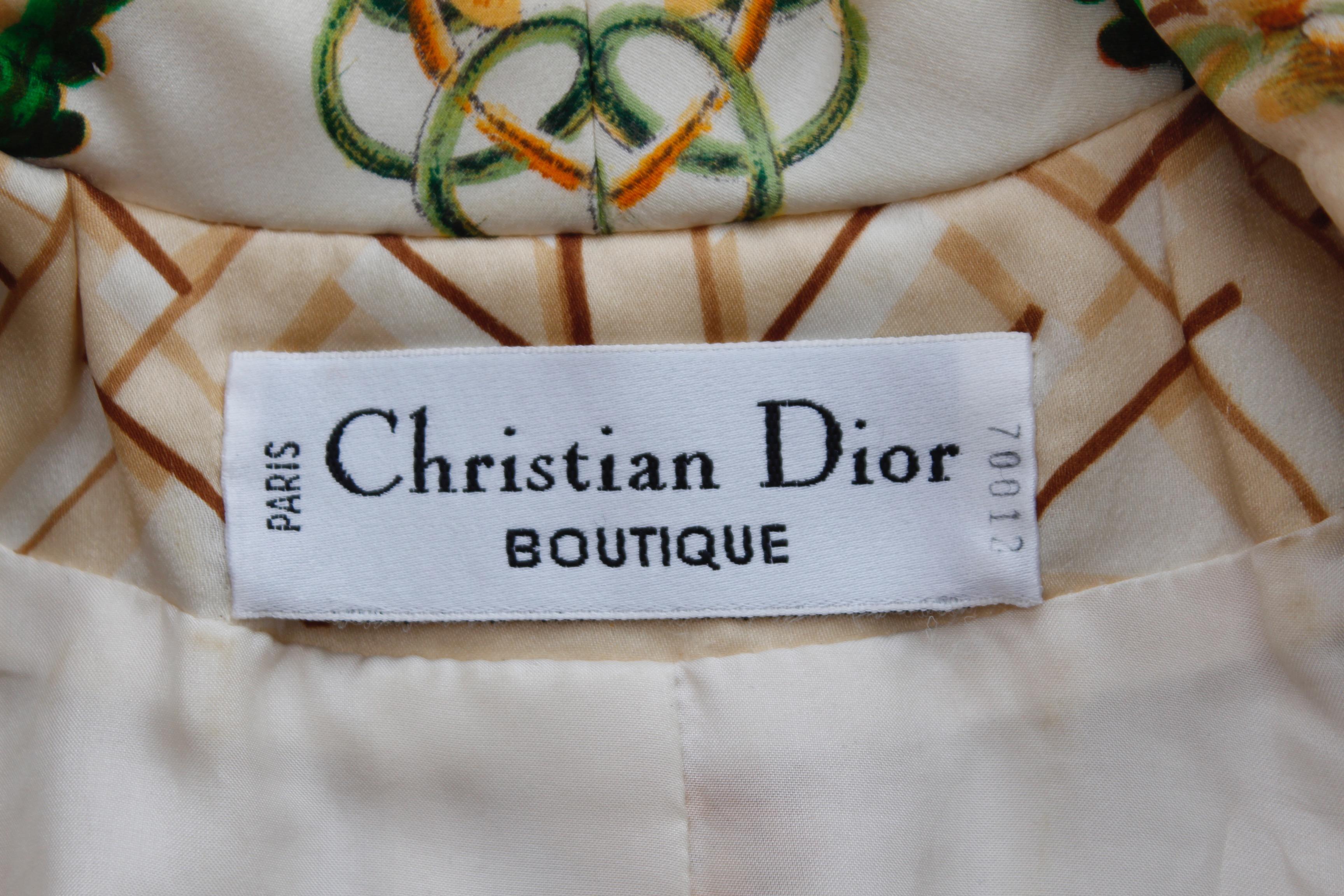 Christian Dior magnificent silk jacket with floral embroideries For Sale 8