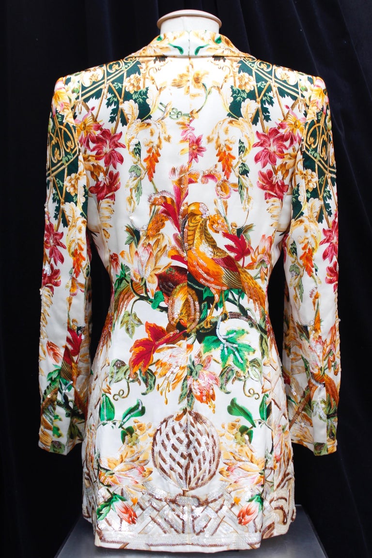 Christian Dior magnificent silk jacket with floral embroideries For Sale at 1stdibs