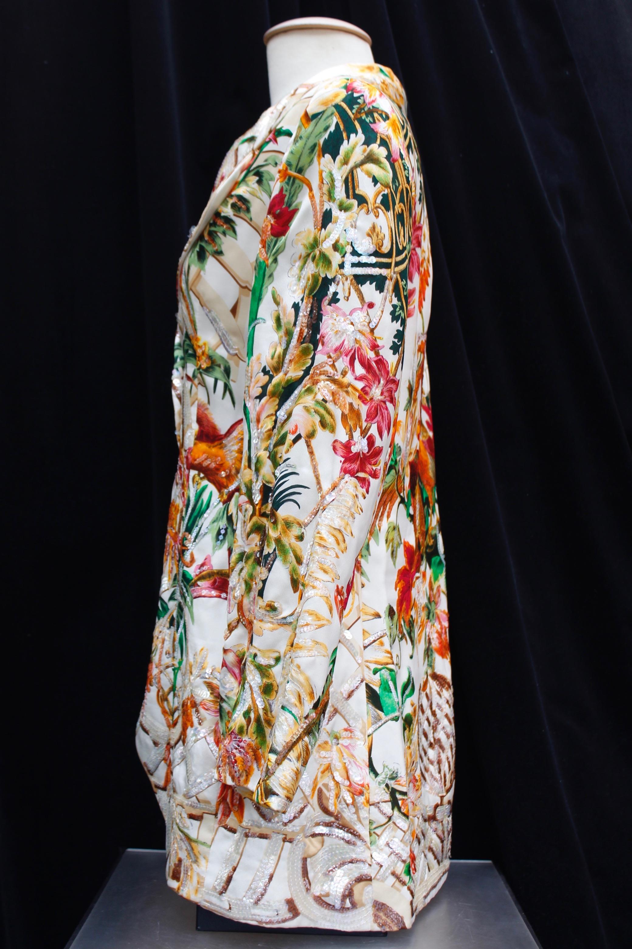 Women's Christian Dior magnificent silk jacket with floral embroideries For Sale
