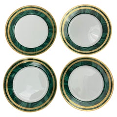 Christian Dior "Malachite" Gaudron Fine China Salad Dessert Side Plates, Set 4
