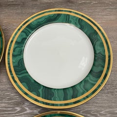 Assiettes plates en porcelaine fine « Malachite » de Christian Dior, collection Gaudron – Lot de 4