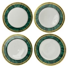 Assiettes plates en porcelaine fine « Malachite » de Christian Dior, collection Gaudron – Lot de 4