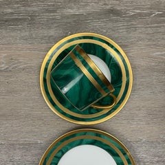 Service en porcelaine fine « Malachite » de Christian Dior, pour 2 personnes – Lot de 12 pièces