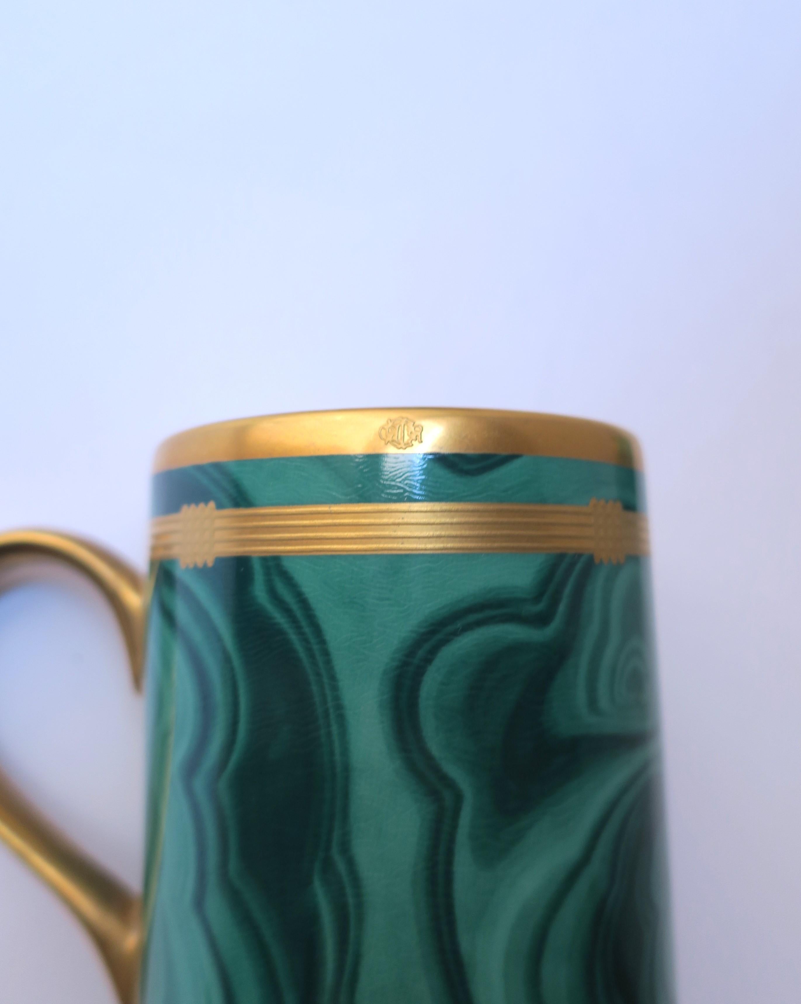 Christian Dior Malachite Porcelain Coffee Tea Cups, Pair 3