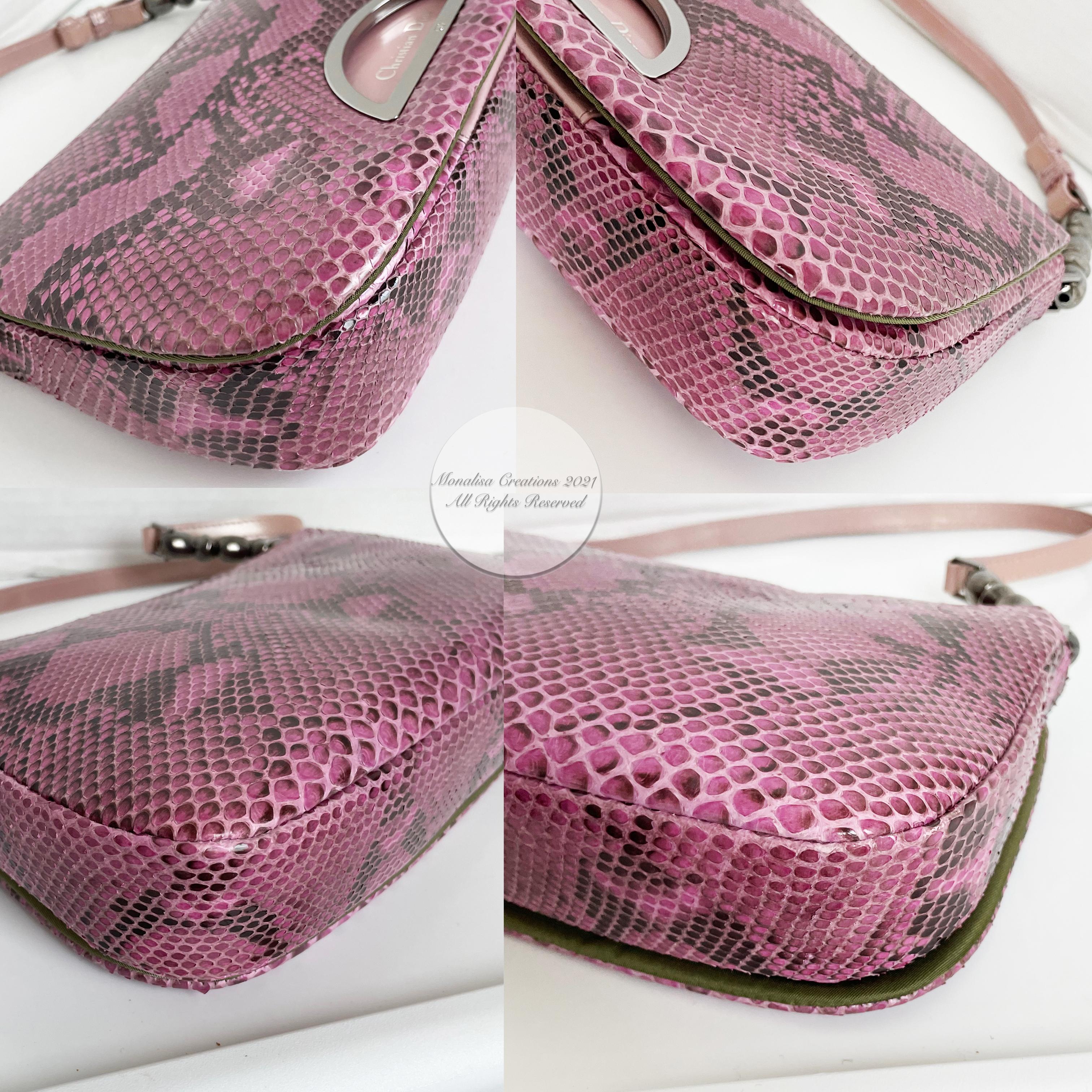 Christian Dior Malice Flap Bag Pink Python Exotic Snakeskin Leather with COA 2