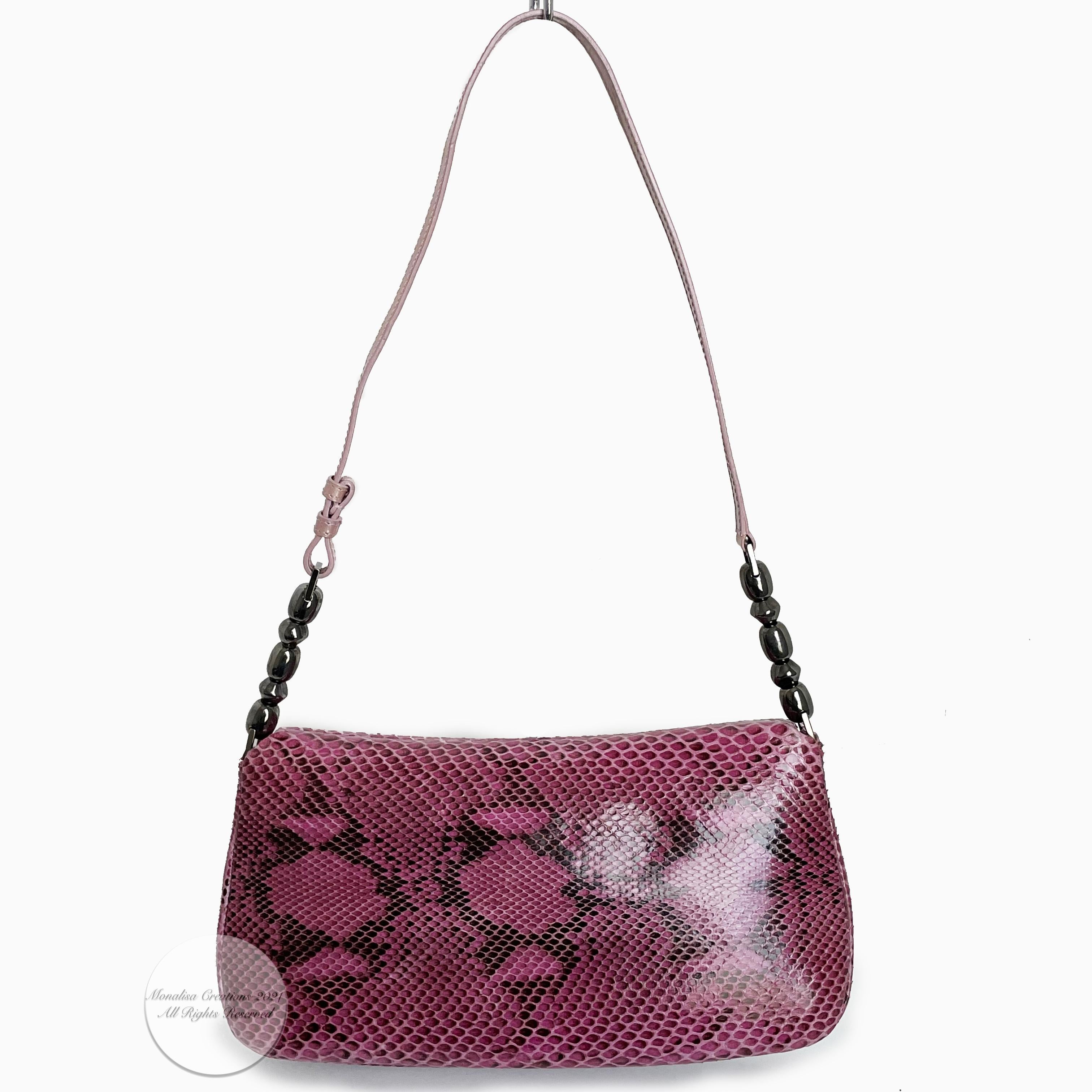 Christian Dior Malice Flap Bag Pink Python Exotic Snakeskin Leather with COA In Good Condition In Port Saint Lucie, FL