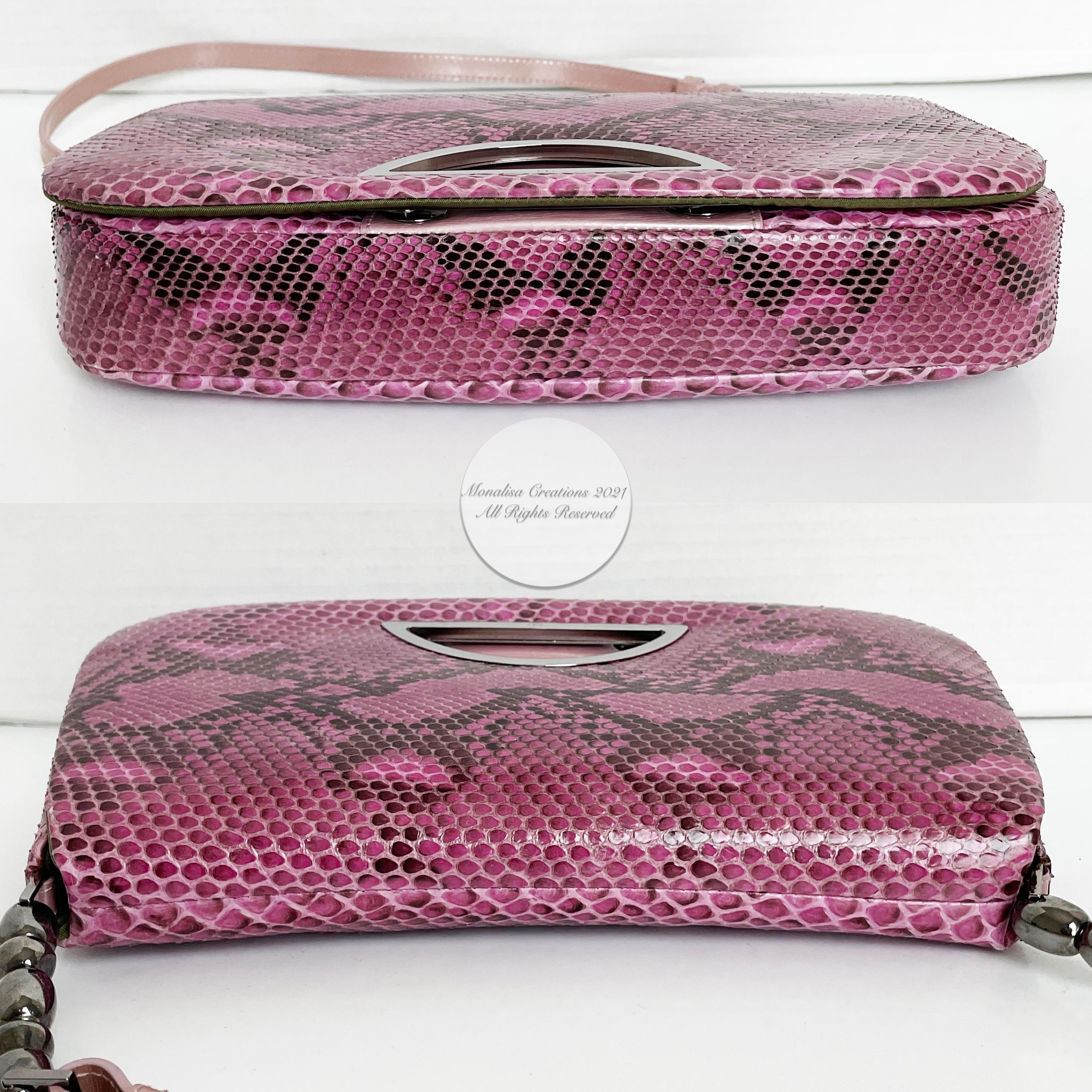 Christian Dior Malice Flap Bag Pink Python Exotic Snakeskin Leather with COA 1