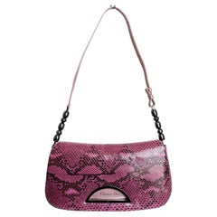 Christian Dior Malice Flap Bag Pink Python Exotic Snakeskin Leather avec COA