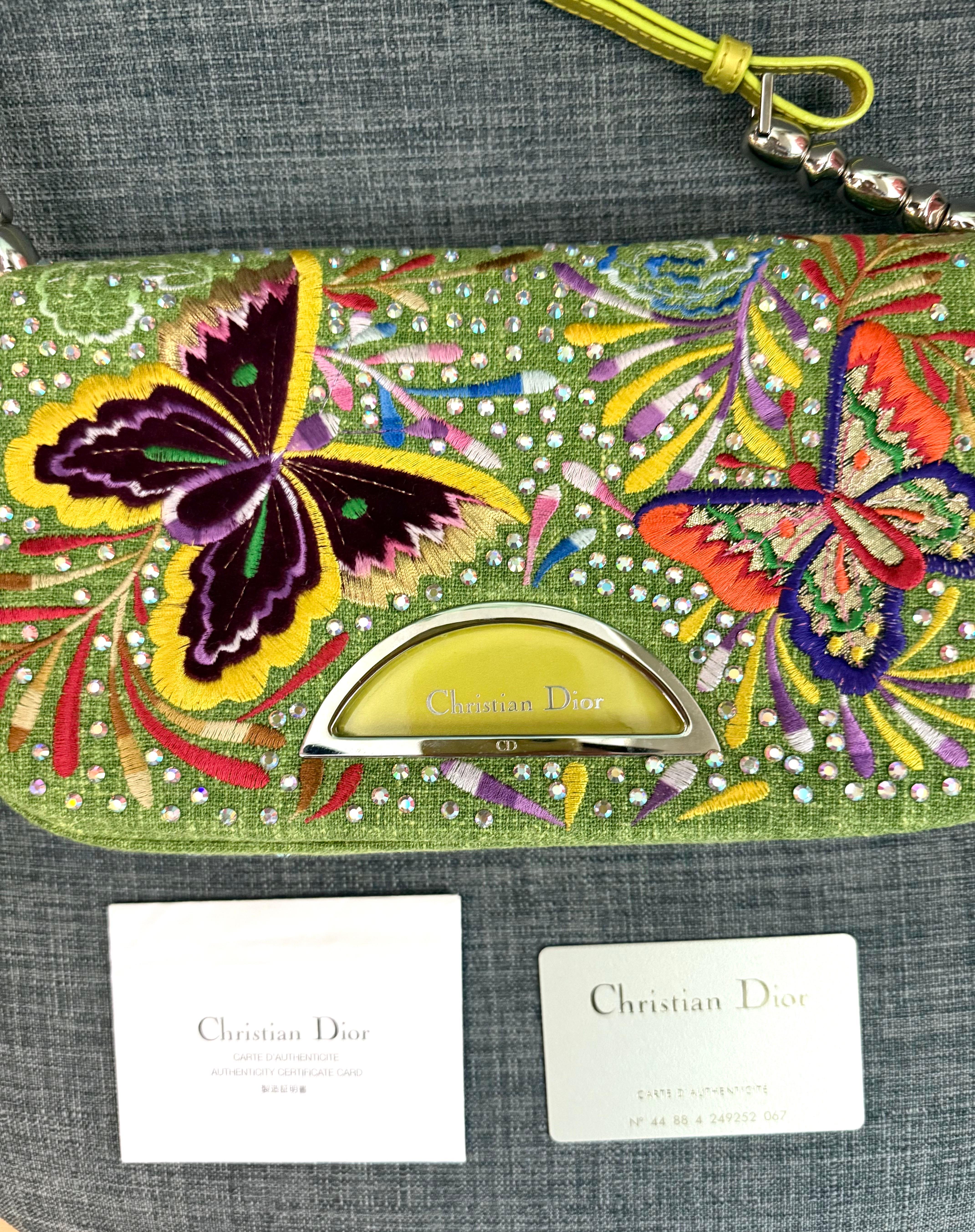 Christian Dior Malice green floral and butterfly  shoulder bag For Sale 10