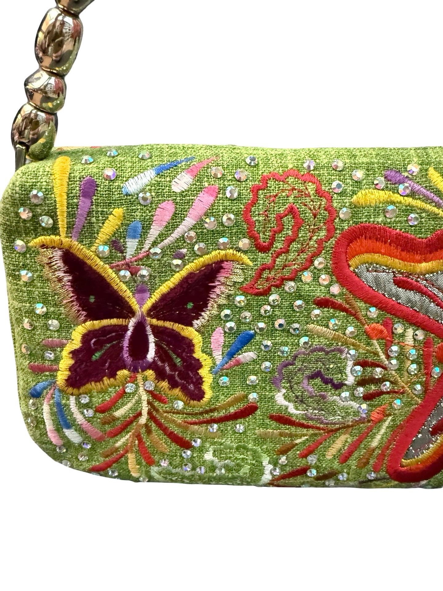 Christian Dior Malice green floral and butterfly  shoulder bag In Excellent Condition For Sale In Sheung Wan, HK