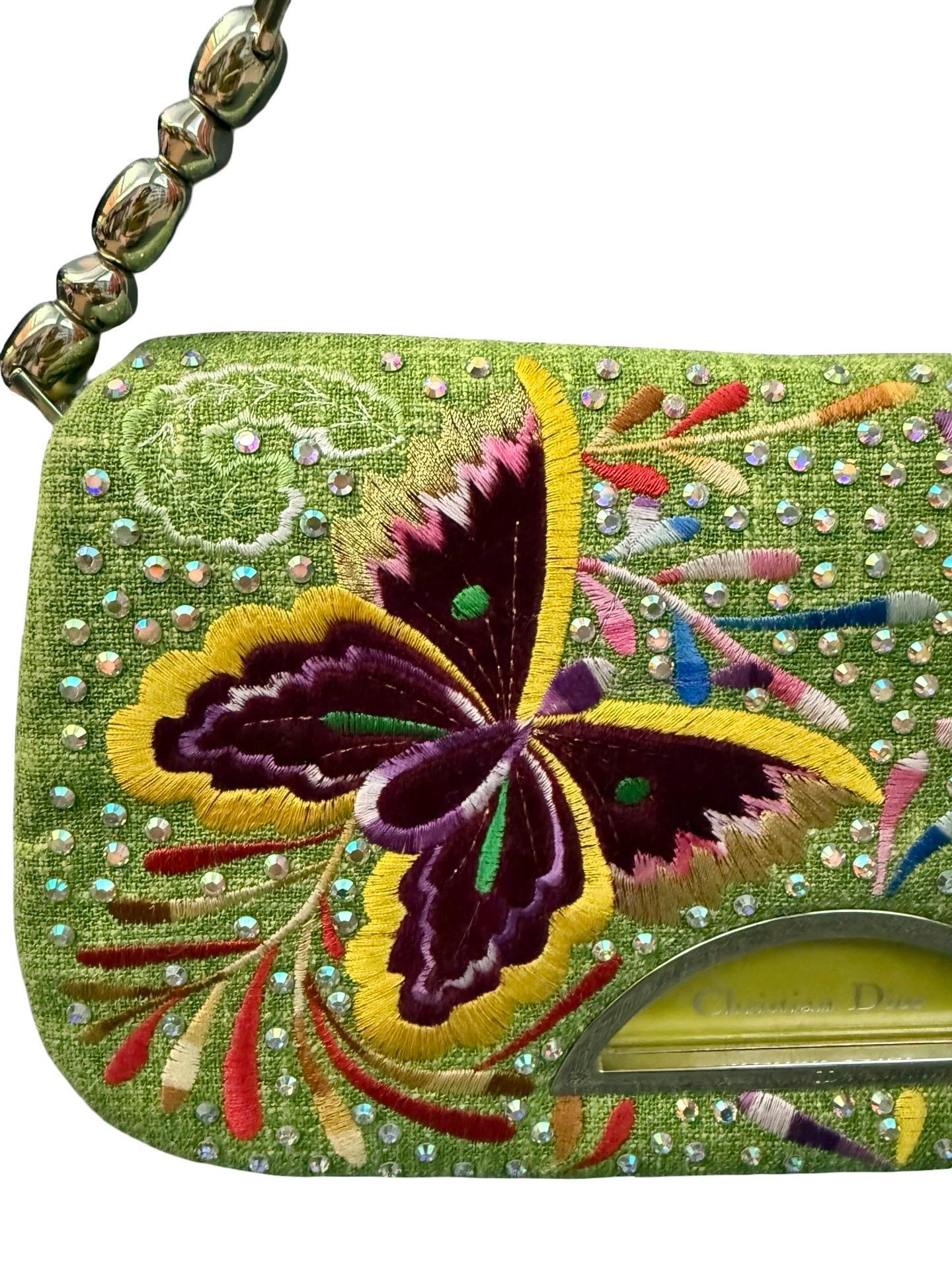 Women's Christian Dior Malice green floral and butterfly  shoulder bag For Sale