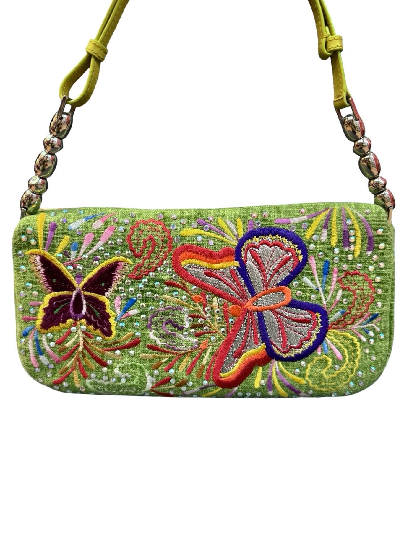 Christian Dior Malice green floral and butterfly  shoulder bag For Sale 1