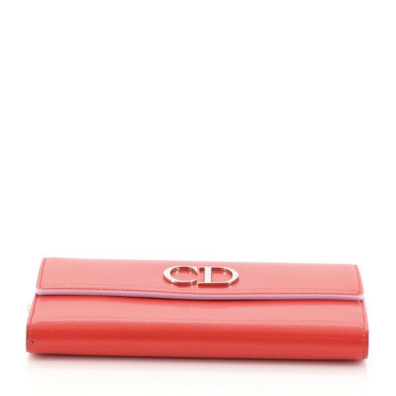 Red Christian Dior Mania Rendez Vous Wallet On Chain Leather