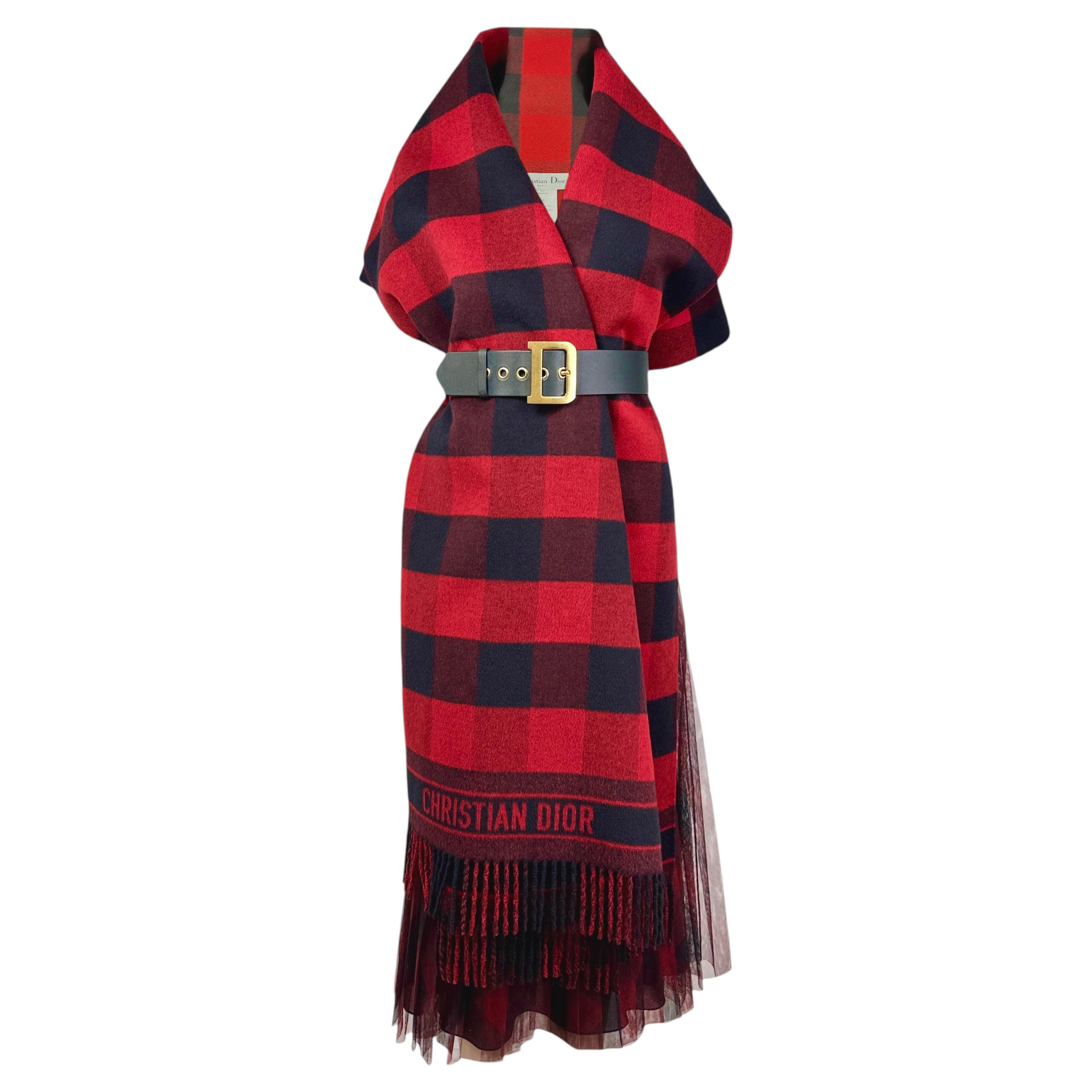 Christian Dior Maria Grazia Chiuri Autunno 2019 Abito a quadri rosso nero