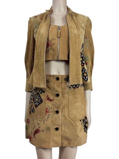 Christian Dior Maria Grazia Chiuri Spring 2021 suede floral leather set