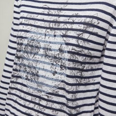 CHRISTIAN DIOR Mariniere white black animal print stripe bateau sweater FR34 XS