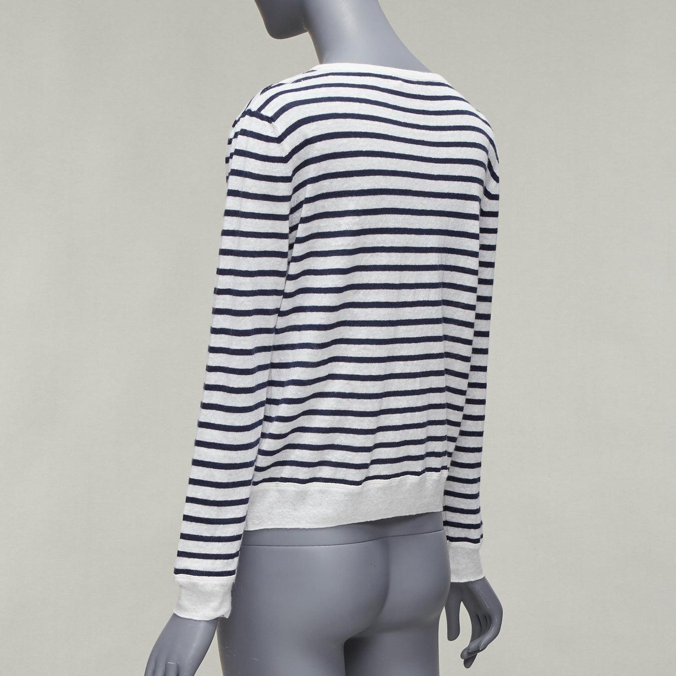 CHRISTIAN DIOR Mariniere white black animal print stripe bateau sweater FR34 XS For Sale 1