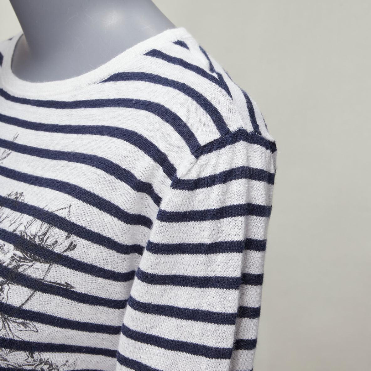 CHRISTIAN DIOR Mariniere white black animal print stripe bateau sweater FR34 XS For Sale 2