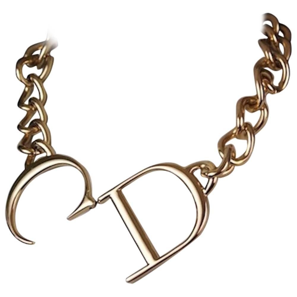 Christian Dior Massive CD Gold Logo Choker Necklace from SS00