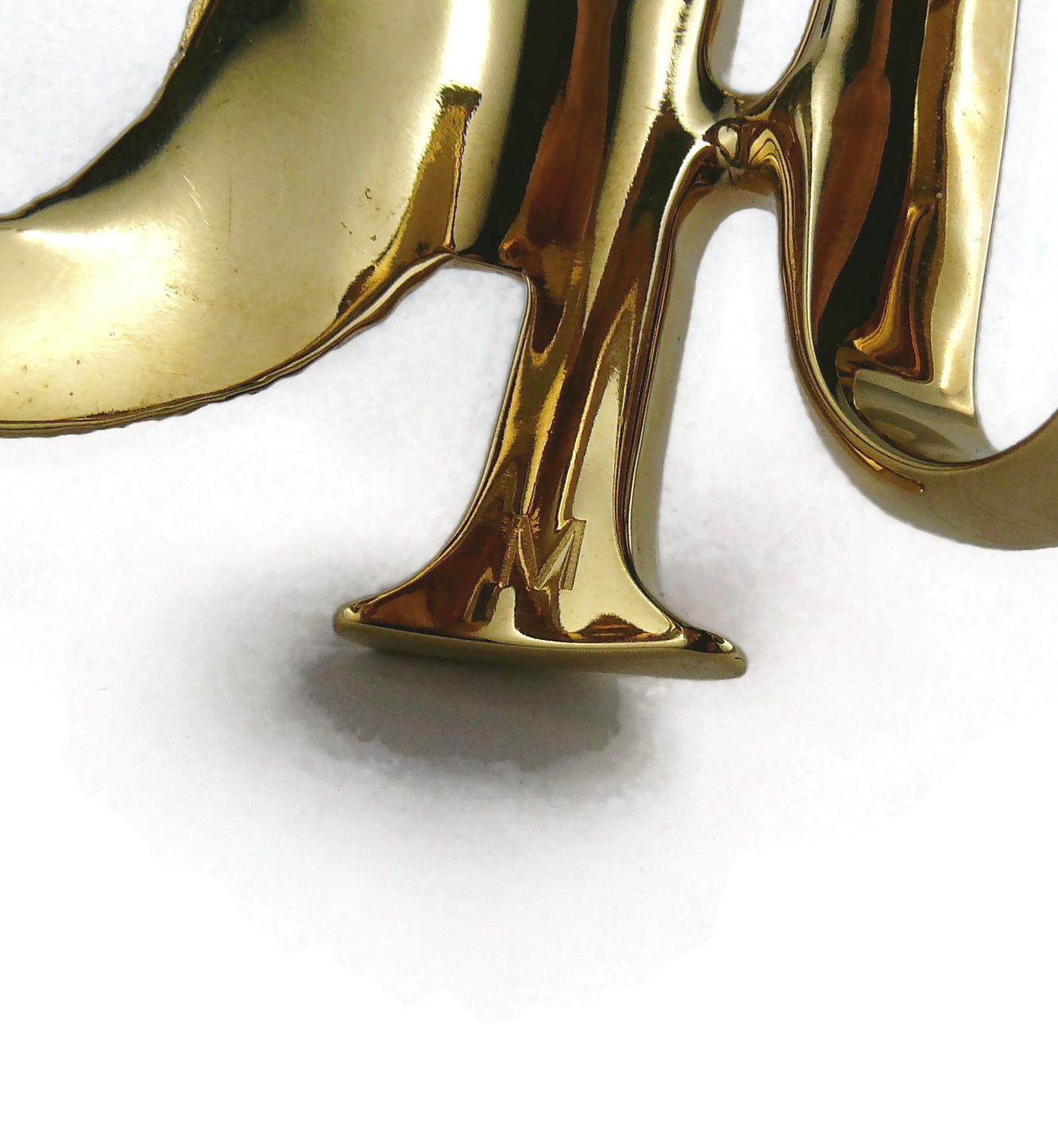 Christian Dior Massive Gold Toned Logo Cuff Bracelet Size M For Sale 6