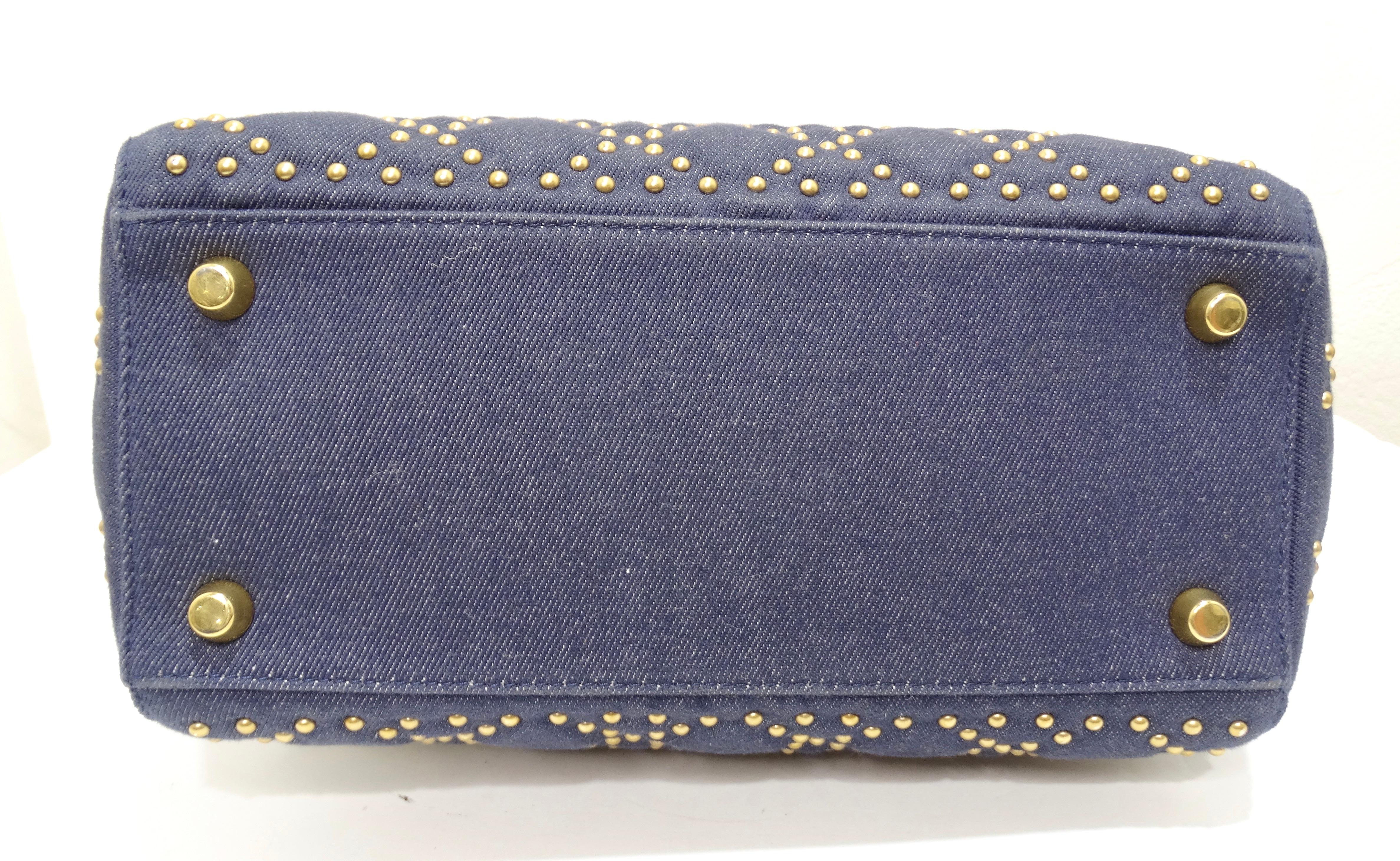 Christian Dior Medium Blue Denim Studded Lady Dior Handbag 2