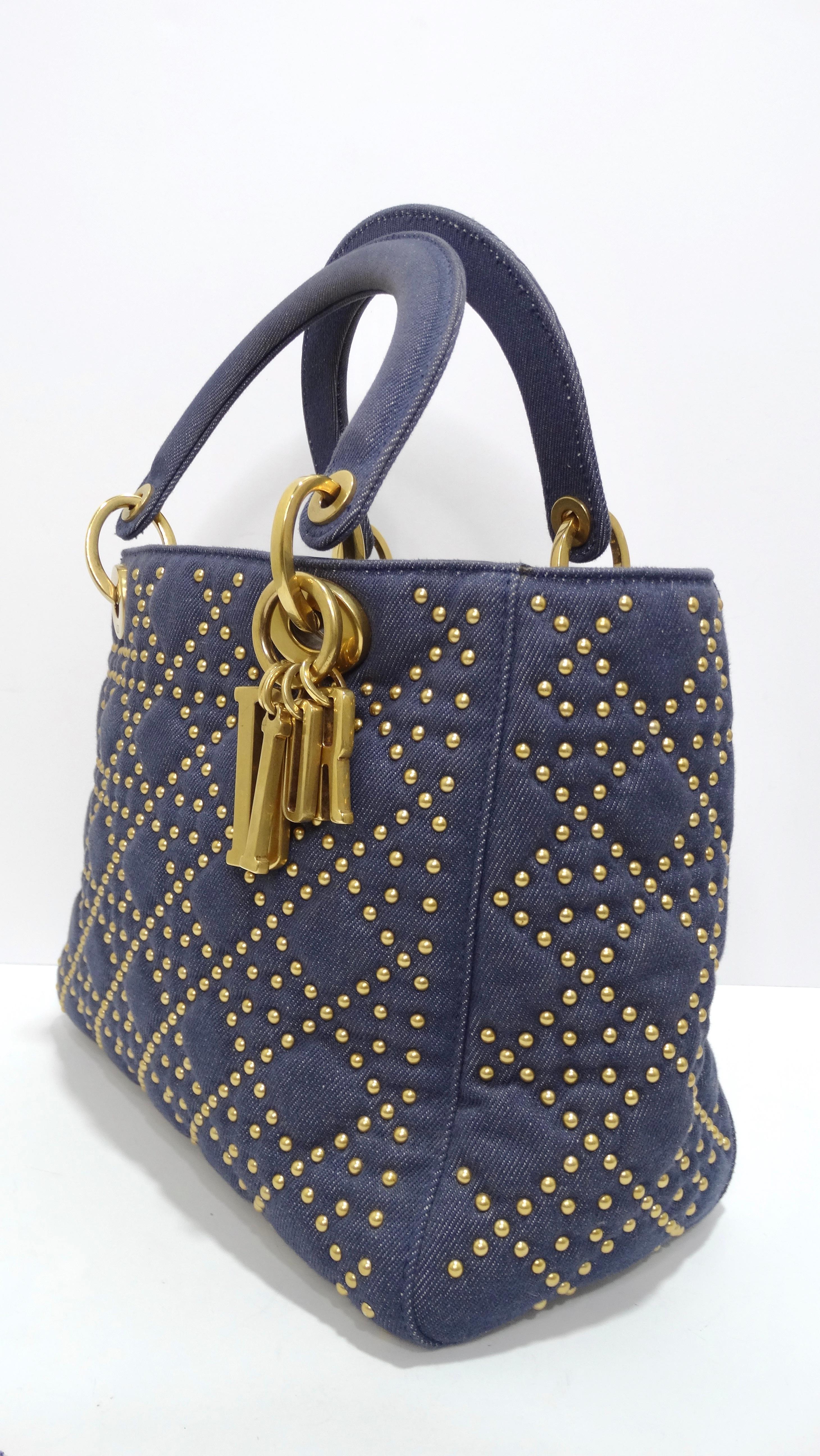 Christian Dior Medium Blue Denim Studded Lady Dior Handbag 1