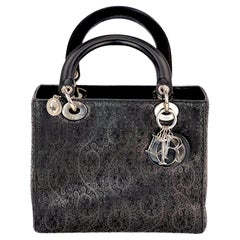 Christian Dior Medium Lady Laced Black Leather Limited Edition Shoulder Bag 