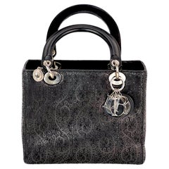 Christian Dior Medium Lady Laced Black Leather Limited Edition Shoulder Bag