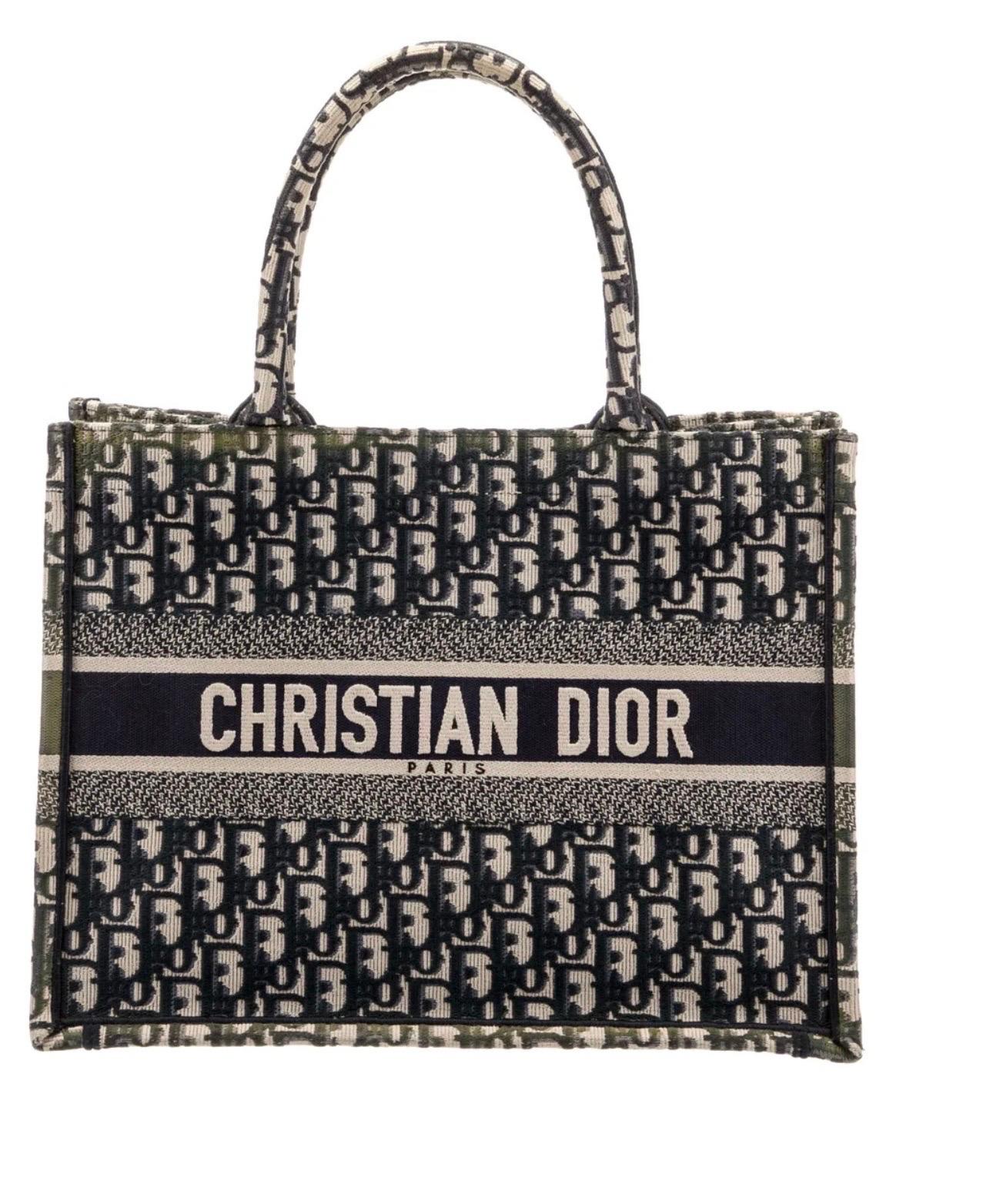 Women's Christian Dior  Medium Oblique Book Tote, Black & White For Sale