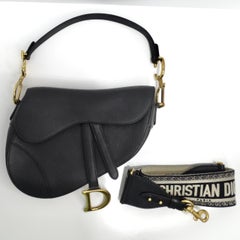 Christian Dior Medium Saddle Bag in Black Calfskin