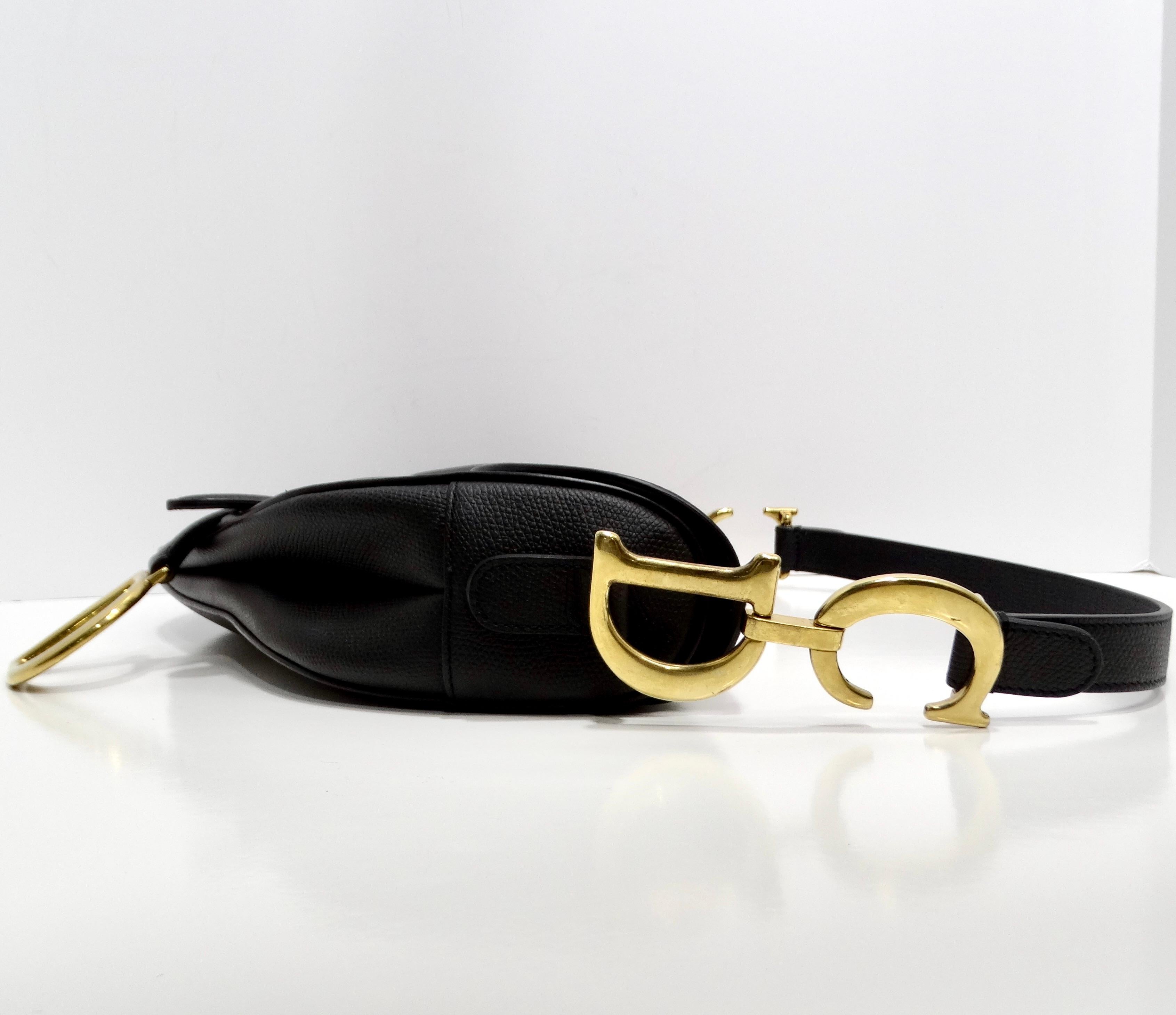 Christian Dior Medium Satteltasche aus schwarzem Kalbsleder im Angebot 3