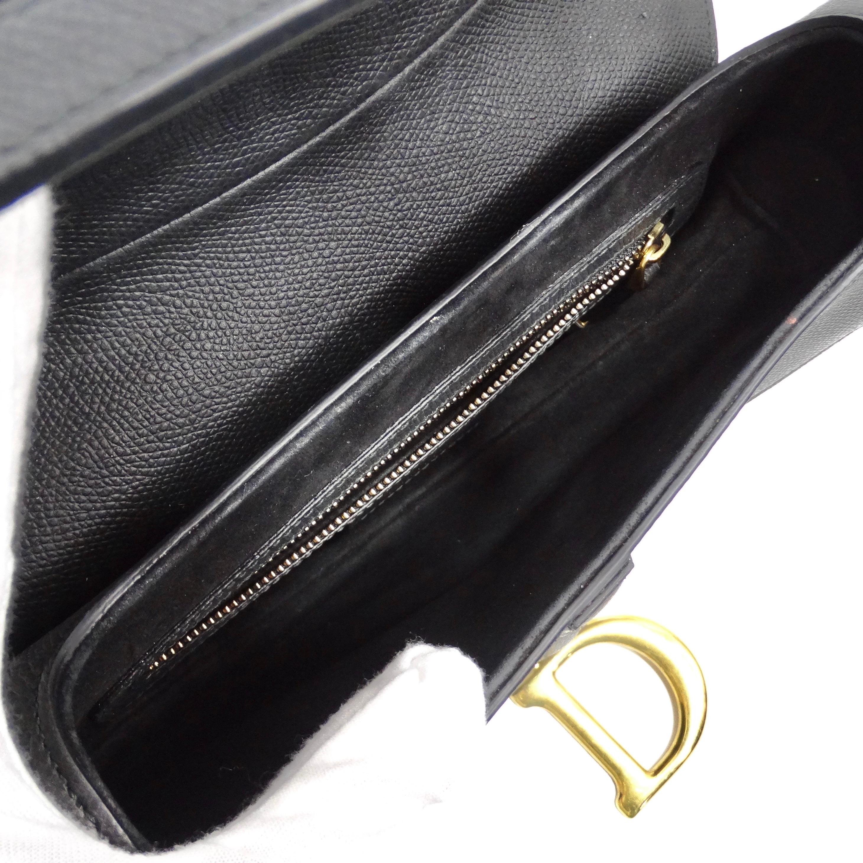 Christian Dior Medium Satteltasche aus schwarzem Kalbsleder im Angebot 5