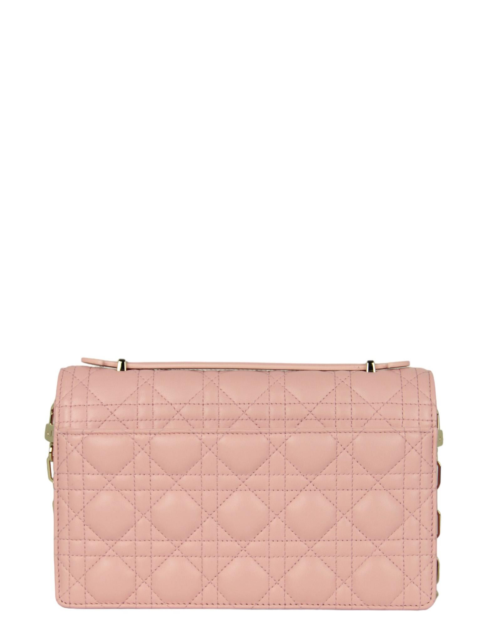 Christian Dior Melocoton Pink Cannage Quilted Miss Dior Top Handle Crossbody Bag In Excellent Condition For Sale In New York, NY
